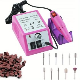 20000 RPM Portable Electric Nail Drill Polisher: Manicure & Pedicure Set for Gel Polish Cleaning & Milling Cuticles - 11pcs Nail Drill Bits - Pink