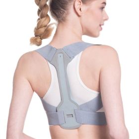 Posture Corrector for Men and Women, Adjustable Upper Back Brace for Clavicle Support - Gray - L
