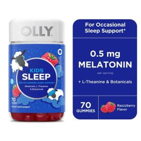 OLLY Kids Sleep Gummy, 0.5mg Melatonin, Raspberry, 70 Count - OLLY