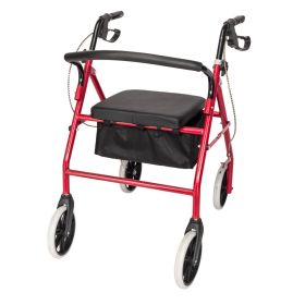Four Wheel Walker Rollator with Fold Up Removable Back Support YF - Red