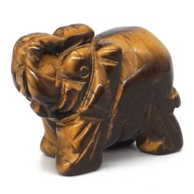 Elephant Statue Natural Gemstone Carved Healing Crystal Amethyst Quartz Animals Figurine Reiki Stones Lucky Decoration Wholesale - Tiger Eye - 1.5 IN