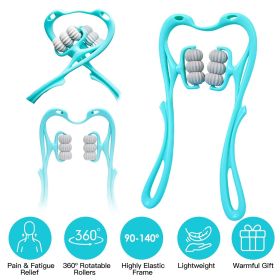 Neck Roller Massager 360¬∫ Rotatable Trigger Point Roller Portable Massager with 6 Balls for Neck Leg Thigh Foot Pain Relief - Blue