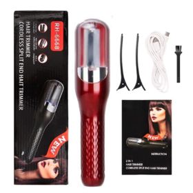 Automatic Fast Hair Treatment, Fix Split Ends Remover, Hair Trimmer for Broken, Dry, Damaged Split Ends, Hair Products Beauty Treatment Tool  - red