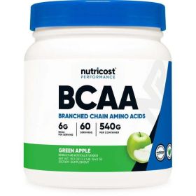Nutricost BCAA Powder - 2:1:1 (Green Apple), 60 Servings - Non-GMO Supplement - eSupplements, llc