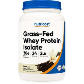 Nutricost Grass-Fed Whey Protein Isolate Powder (Vanilla) 2LBS - Protein - eSupplements, llc