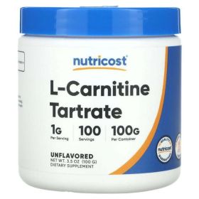 Nutricost L-Carnitine Tartrate Supplement Powder (100 Grams) - 1 Gram per Serving; 100 Servings - eSupplements, llc