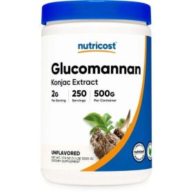 Nutricost Glucomannan Powder 500 Grams - Gluten Free & Non-GMO Supplement - eSupplements, llc