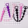 Soft Silicone Anal Beads Long Butt Plugs Ass Massage Heart Shape Anal Plug Dilator Adult Sexual Games Sex Toys for Gay Men Women - purple