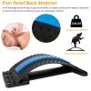 Back Massage Stretching Device Multi-Level Lumbar Spinal Support Stretcher Herniated Disc Upper Lower Back Pain Relief - Black & Blue