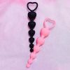 Soft Silicone Anal Beads Long Butt Plugs Ass Massage Heart Shape Anal Plug Dilator Adult Sexual Games Sex Toys for Gay Men Women - purple