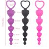 Soft Silicone Anal Beads Long Butt Plugs Ass Massage Heart Shape Anal Plug Dilator Adult Sexual Games Sex Toys for Gay Men Women - purple