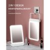Makeup Mirror LED Light Mirror 3 Brightness Level Soft Light Rechargeable Mirror - White