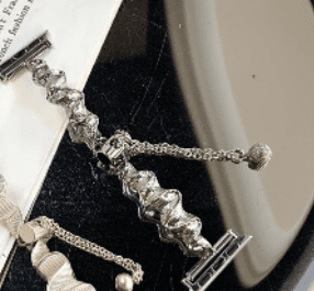New Silk Scarf Metal Watch Strap (Option: Silver-42 Mm44mm45mm 49mm)