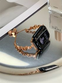 New Silk Scarf Metal Watch Strap (Option: Rose Gold-38 Mm40mm 41mm)