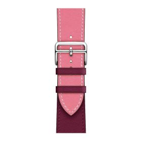 Applicable First Layer Cowhide PU Leather Watch Band Same Strap (Option: Pink Amp Wine Red-42 Mm44mm4549mm158mm 195mm)