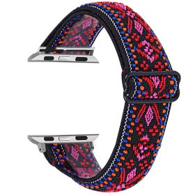 Elastic Adjustable Size Watch Band (Option: 15 Bohemian Red-42 Or 44 Or 45mm)