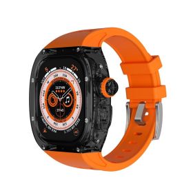 Generation 49mm Watch Band Transparent Case Translucent Silicone Modification Cover (Option: black orange-49mm)