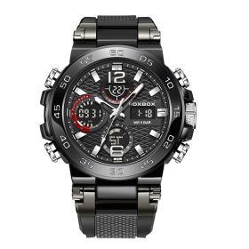 Double Display Multifunctional Silicone Luminous Sports Waterproof Men's Watch (Option: All Black)