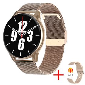 Smart Watch Round Bluetooth Calling (Option: Mesh Belt Gold)