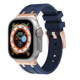 Liquid Silicone Strap Richard Modified Wrist Strap (Option: Rose Gold Blue-42or44or45or49MM)