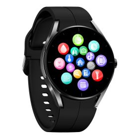 Non-invasive Blood Glucose Infrared Blood Oxygen Bluetooth Calling Watch (Option: Black Shell Vinyl)