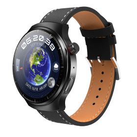 Location Information Reminder Blood Pressure Camera Bluetooth Watch (Option: Black Leather)