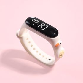 LED Electronic Watch Student Cute Doll Luminous (Option: White White Goose)