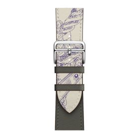 Applicable First Layer Cowhide PU Leather Watch Band Same Strap (Option: Pattern Amp Khaki-42 Mm44mm4549mm158mm 195mm)