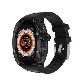 Generation 49mm Watch Band Transparent Case Translucent Silicone Modification Cover (Option: Transparent Black Black-49mm)