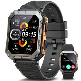 Sport Smart Watch Bluetooth Calling Outdoor (Color: Orange)