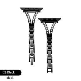Metal Diamond Stainless Steel Strap (Option: Black-38or40or41)
