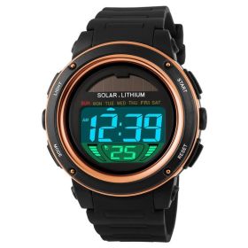 Student Fashion Solar Watch Waterproof (Color: Gold)