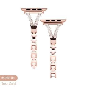 Metal Diamond Stainless Steel Strap (Option: Rose Gold-38or40or41)