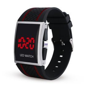 Student Sports Aviation LED Women's Fashion PU Leisure LED Watch Women's Watch (Option: Black red line)