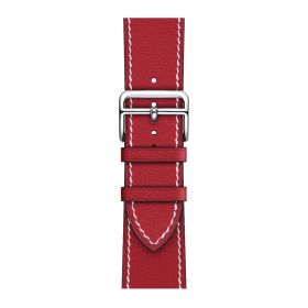 Applicable First Layer Cowhide PU Leather Watch Band Same Strap (Option: Wine Red-42 Mm44mm4549mm158mm 195mm)
