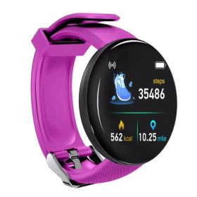 Round Screen Color Screen Bracelet Sport Step Counting (Color: Purple)