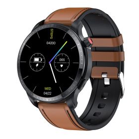 Smart Watch Body Temperature Heart Rate Bluetooth Calling (Option: Brown Leather)
