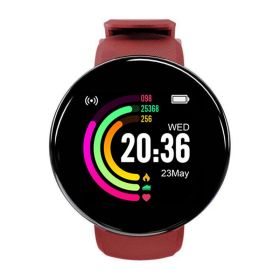 Round Screen Color Screen Bracelet Sport Step Counting (Color: Red)