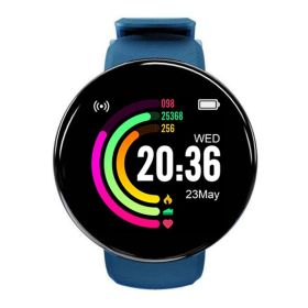 Round Screen Color Screen Bracelet Sport Step Counting (Color: Blue)