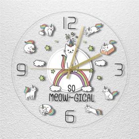 Acrylic Cute Cat Horn Beast Color Wall Clock (Option: TMCY 021 Without Light)