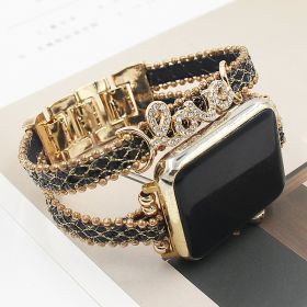 Applicable To Smart Letters Leather Watch Strap (Option: Black 38mm)