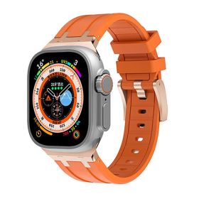 Liquid Silicone Strap Richard Modified Wrist Strap (Option: Rose Gold Orange-42or44or45or49MM)