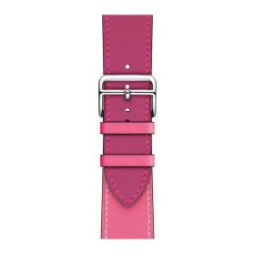 Applicable First Layer Cowhide PU Leather Watch Band Same Strap (Option: Dark Purple Amp Pink-42 Mm44mm4549mm158mm 195mm)
