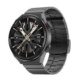 Smart Watch Bluetooth Calling Heart Rate Music Playback (Option: Black Steel)