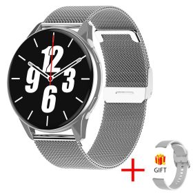 Smart Watch Round Bluetooth Calling (Option: Mesh Belt Silver)