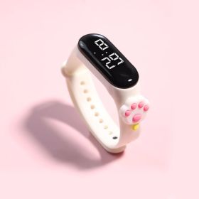 LED Electronic Watch Student Cute Doll Luminous (Option: White Cat's Paw Ice Candy)