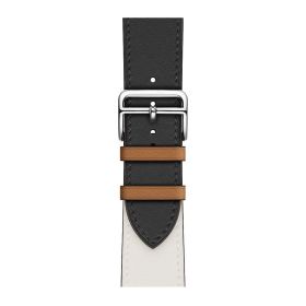 Applicable First Layer Cowhide PU Leather Watch Band Same Strap (Option: Black Amp Beige-42 Mm44mm4549mm158mm 195mm)