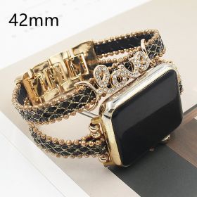 Applicable To Smart Letters Leather Watch Strap (Option: Black 42mm)