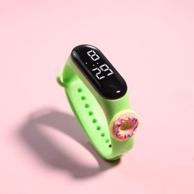 LED Electronic Watch Student Cute Doll Luminous (Option: Light Green Round Donut)