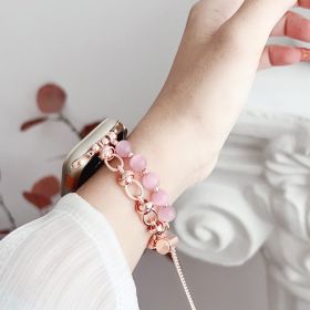 Watch Wristband Buckle Bead Ornament Strap (Option: Rose Gold-41or40or38MM)